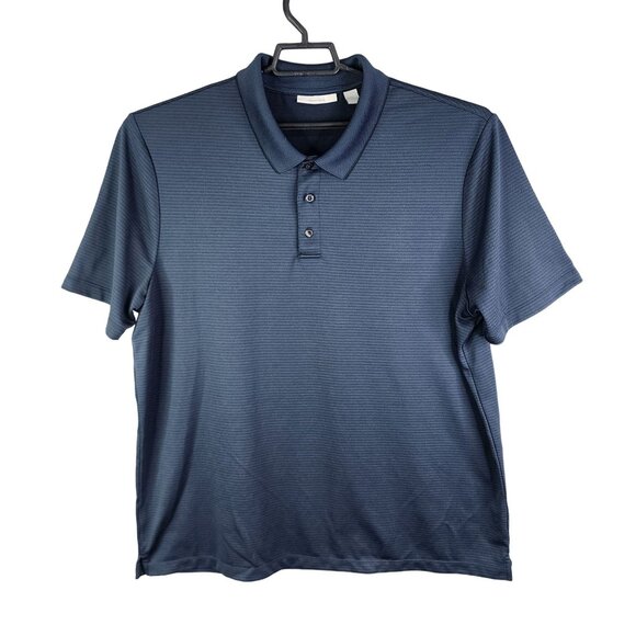 Mens Navy Blue Perry Ellis Portfolio Polo Shirt Short Sleeve Ribbed Knit Size XL - Picture 1 of 11